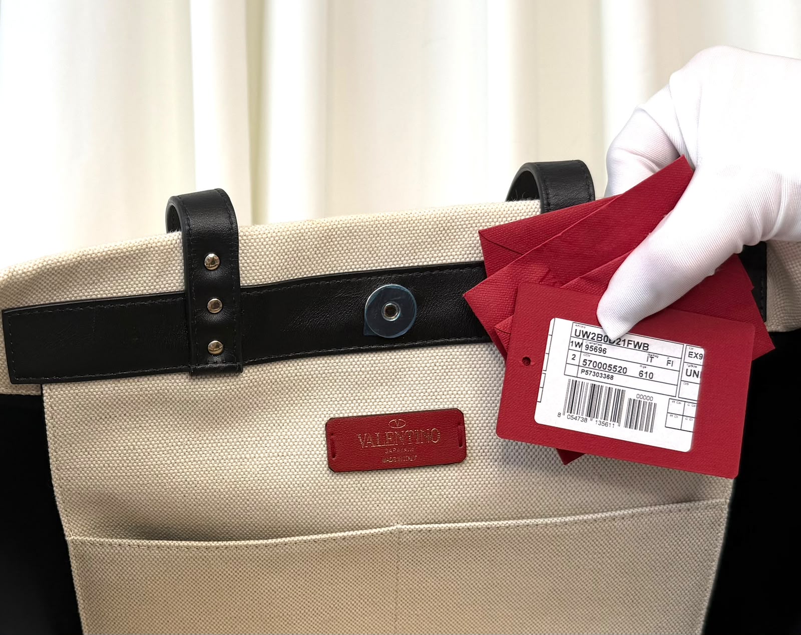 VALENTINO GARAVANI – Cabas VLTN Canvas Ivoire & Noir